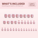 French Rose squoval Toenails press-on nail set with accessories