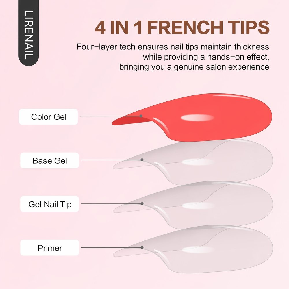 French Tips 150pcs X Pro soft gel Tips 150pcs press-on nails from the side