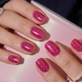 Fuchsia Fever S Squoval short squoval press-on nails