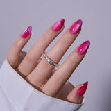 Fuchsia Rush M Almond medium almond press-on nails