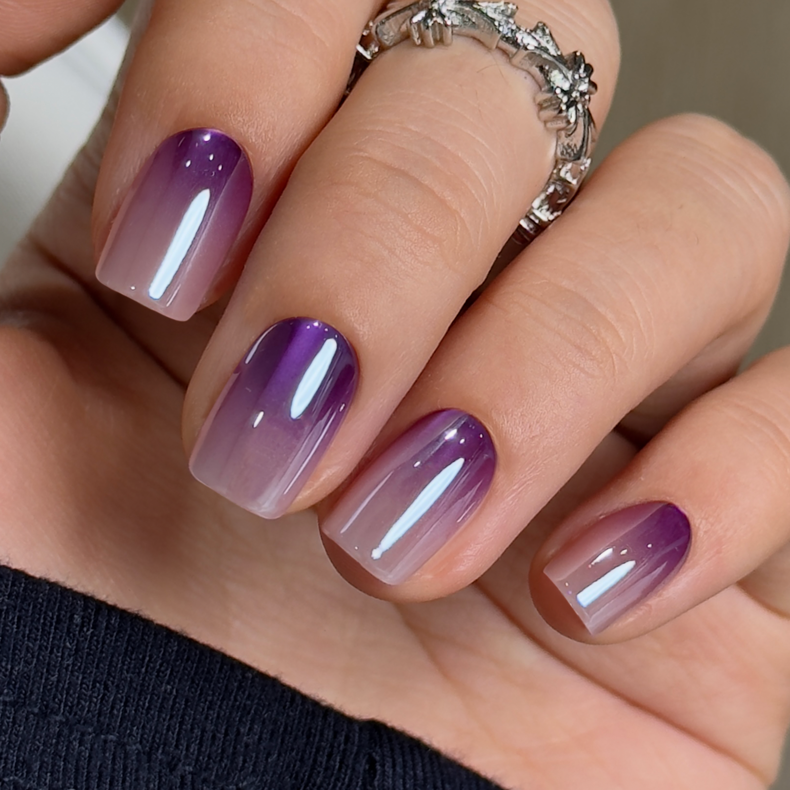 Galaxy Melt short squoval nail detail
