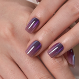 Galaxy Melt short squoval press-on nails from the side