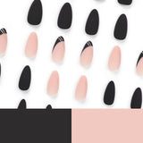 Line Art – short Almond press-on nail size guide