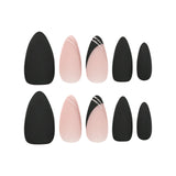 Line Art – short Almond press-on nail size guide