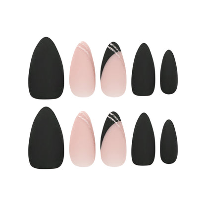 Line Art – short Almond press-on nail size guide