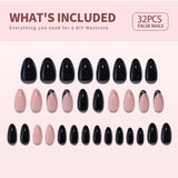 Line Art – short Almond press-on nail size guide