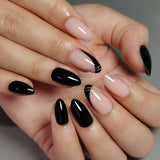 Line Art – short Almond press-on nail size guide