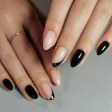 Line Art – short Almond press-on nail size guide