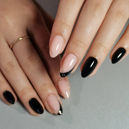 Line Art – short Almond press-on nail size guide