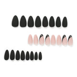 Line Art – short Almond press-on nail size guide