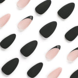 Line Art – short Almond press-on nail size guide
