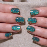 Gilded Jade S Squoval short squoval press-on nails