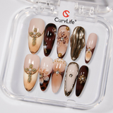 Handmade Gilded Mocha | Lirenail Press-On Nails