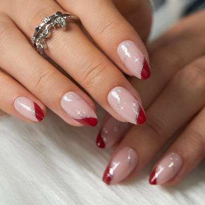Glitter Star short almond nail detail
