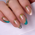 Golden Edge short almond press-on nails