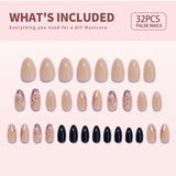 Golden Elegance short almond press-on nail set with accessories