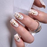 Golden Emblem M Squoval squoval press-on nails