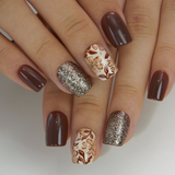 Golden Mocha short squoval press-on nails