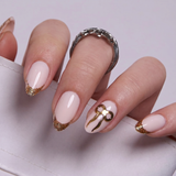 Designer s Pick | Golden Poise S Almond almond press-on nails