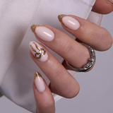 Designer s Pick | Golden Poise S Almond almond press-on nails