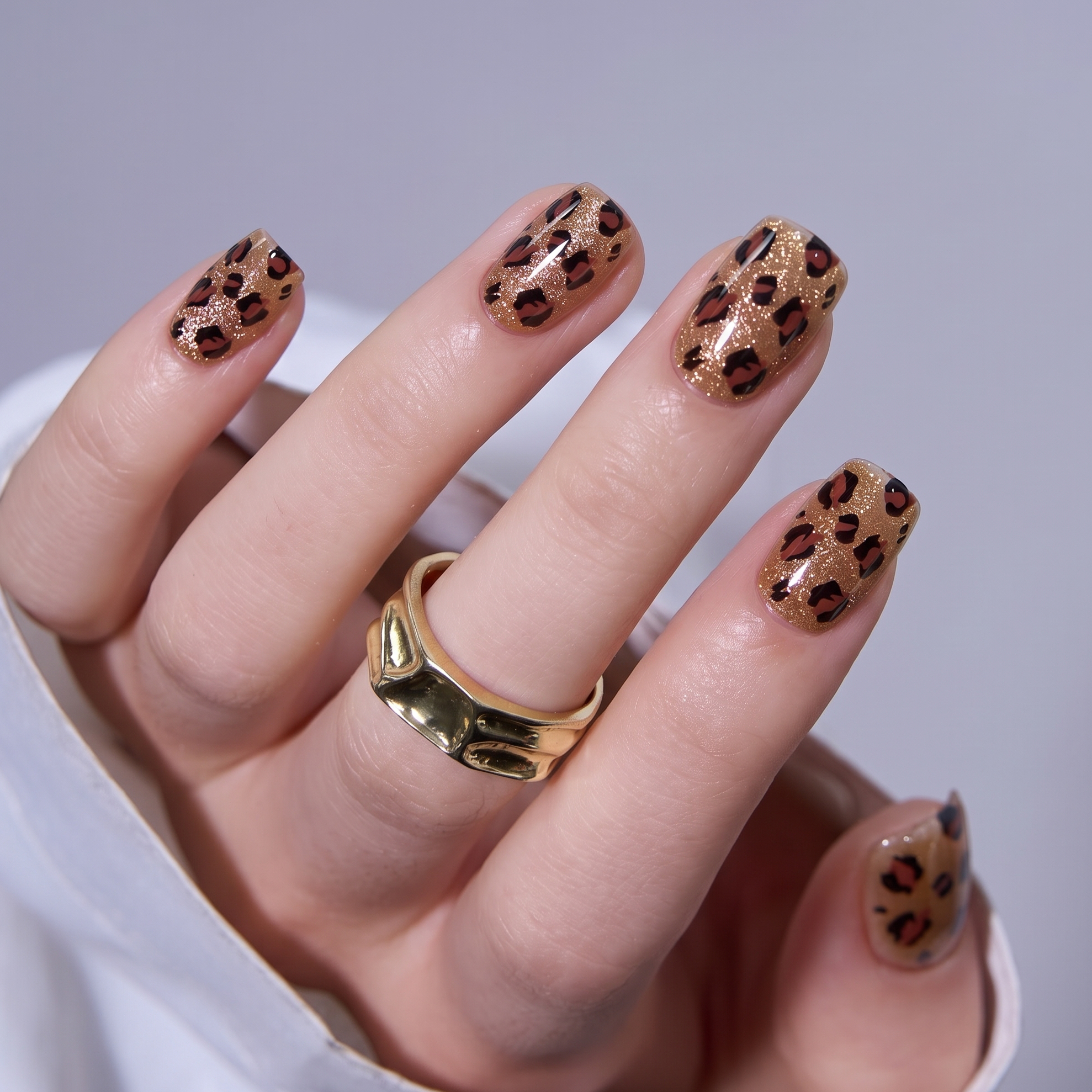 Golden Savage - S Squoval short squoval press-on nails