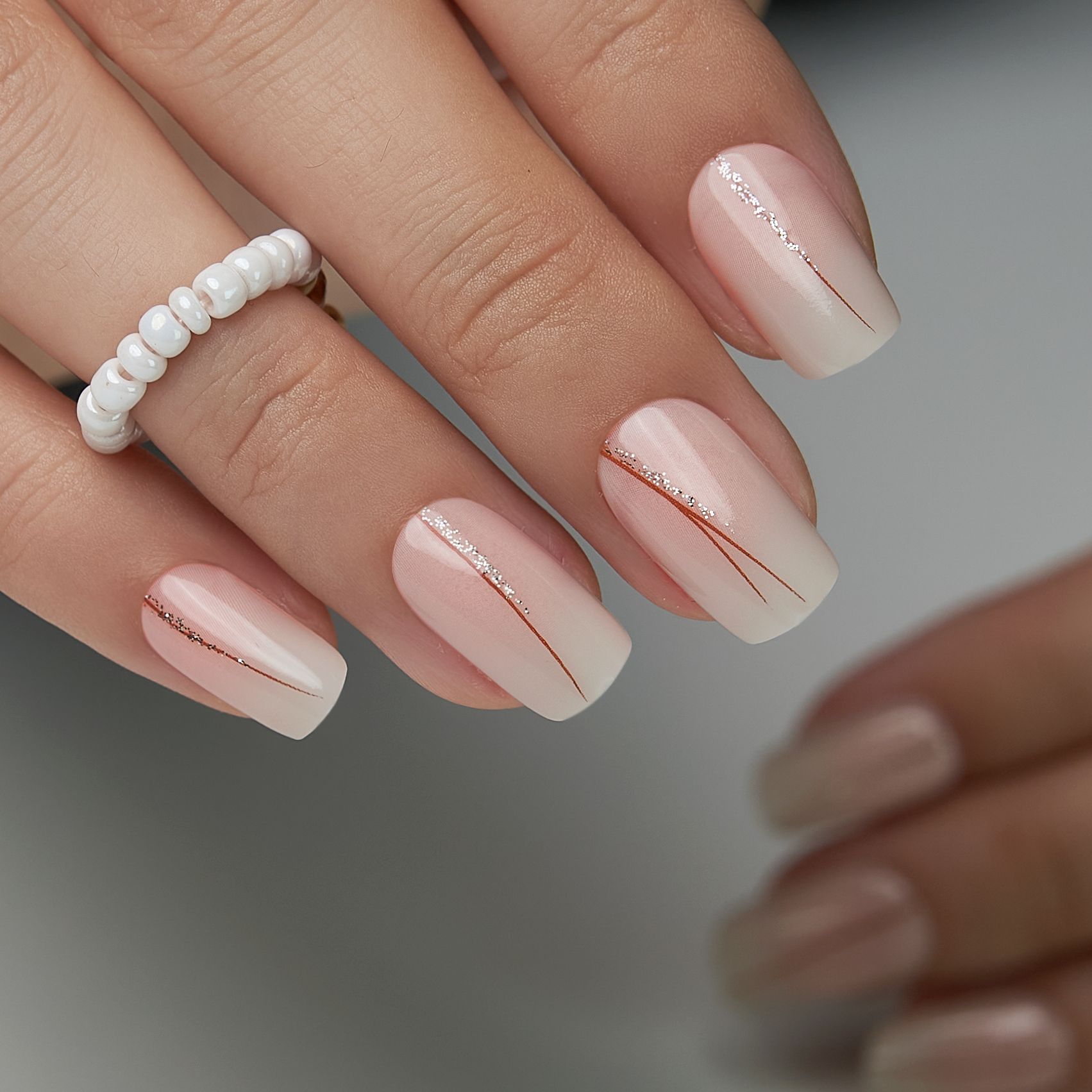 Golden Veil medium squoval nail detail