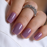 Grayish Purple short squoval press-on nails