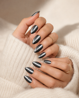 Gunmetal Glow medium almond nail detail