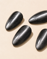 Gunmetal Glow medium almond press-on nail set with accessories