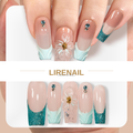 Handmade Aqua Bloom | Lirenail Press-On Nails