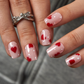 Heart Polka short squoval press-on nails