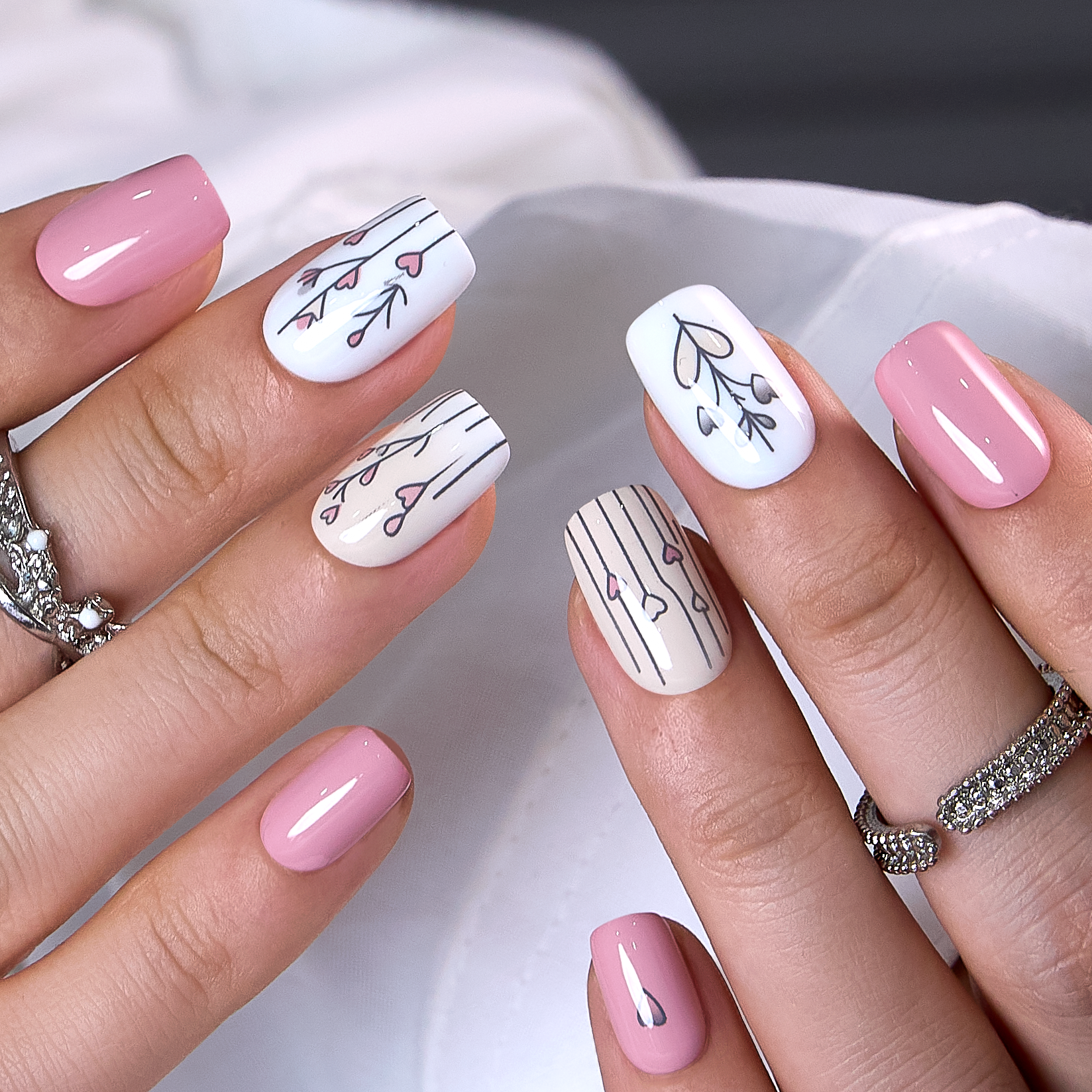 Heart Whisper medium squoval press-on nails