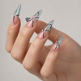 Black Oval Short press-on nails by Lirenail - detail view