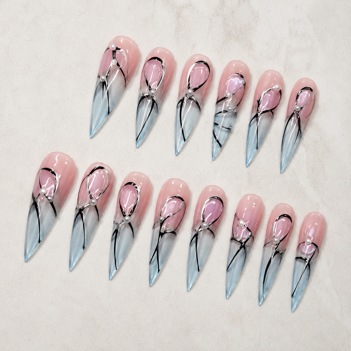 Ice Glass Line Press-On Nails press-on nails packaging