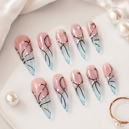 Ice Glass Line Press-On Nails nail detail