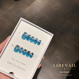 Lirenail Ice Heart blue crackle press-on nails packaging