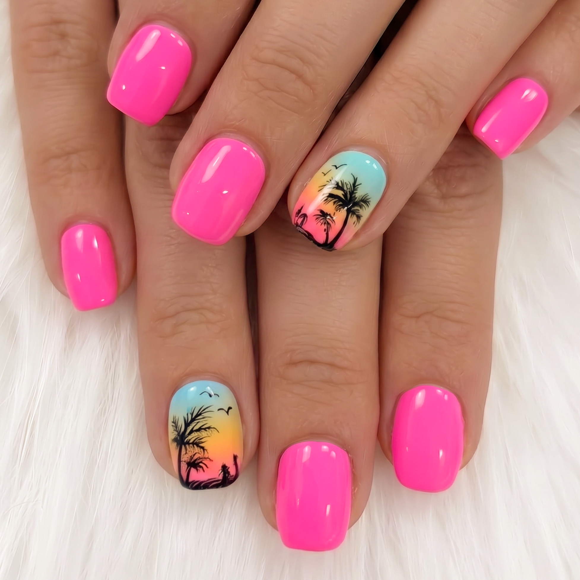 Island Sunset RS Squoval squoval press-on nails