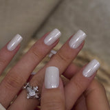 Ivory Edge M Squoval medium squoval press-on nails