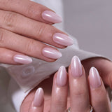 Ivory Wave S Almond short almond press-on nails