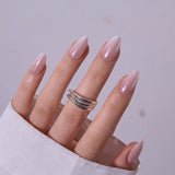 Ivory Wave S Almond short almond press-on nails