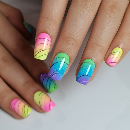 Jumping Lines medium squoval press-on nails product view