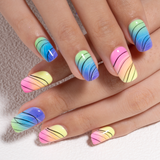 Jumping Lines medium squoval press-on nails from the side