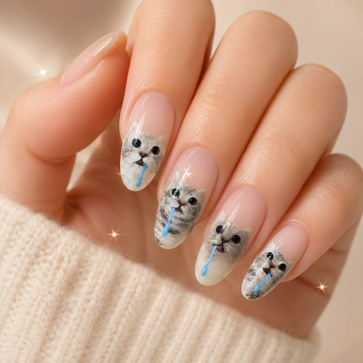 Black Oval Short press-on nails by Lirenail - front view
