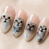 Black Oval Short press-on nails by Lirenail - wear effect