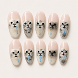 Black Oval Short press-on nails by Lirenail - side view