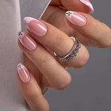 Lace Bloom short almond nail detail