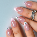 Lace Bloom short almond press-on nails