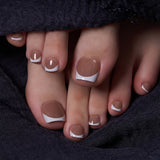 Latte French - Squoval Toenails squoval press-on nails