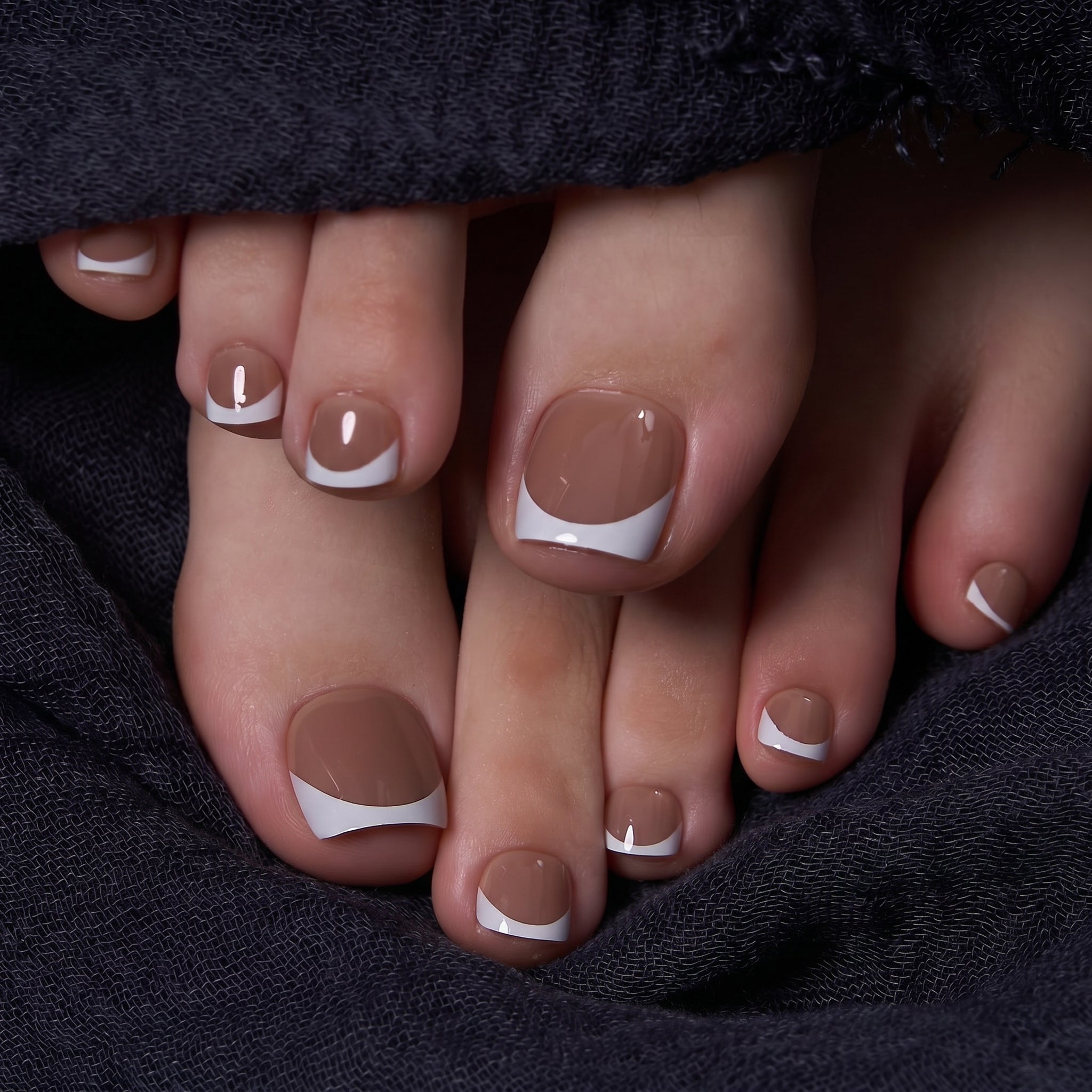 Latte French - Squoval Toenails squoval press-on nails
