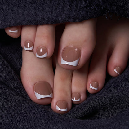 Latte French - Squoval Toenails squoval press-on nails